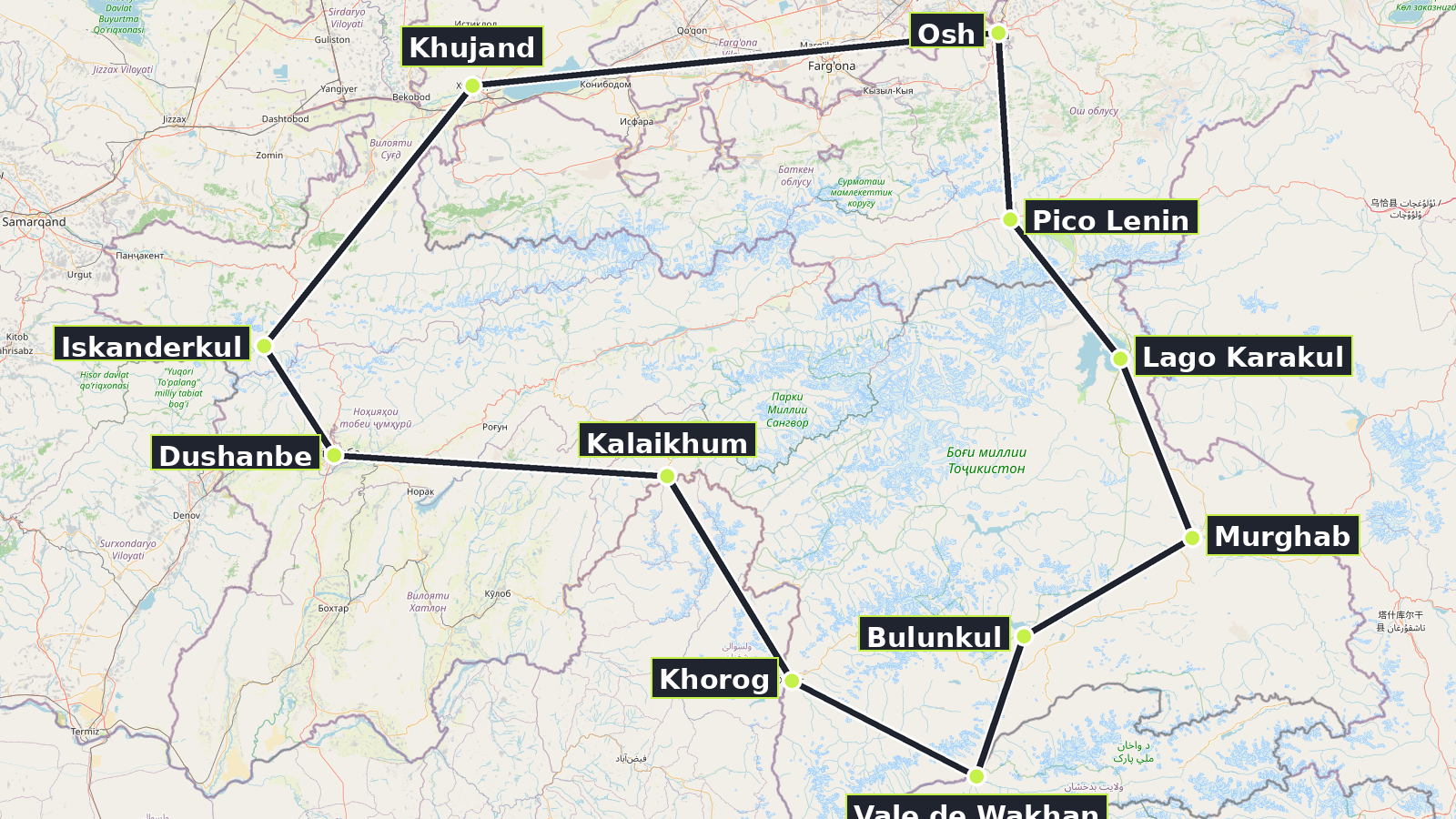 Mapa aproximado do roteiro
